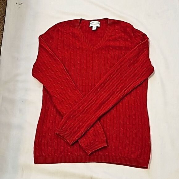 Charter Club, women's red, 100% 2 ply cashmere v-neck sweater size medium - Picture 1 of 7